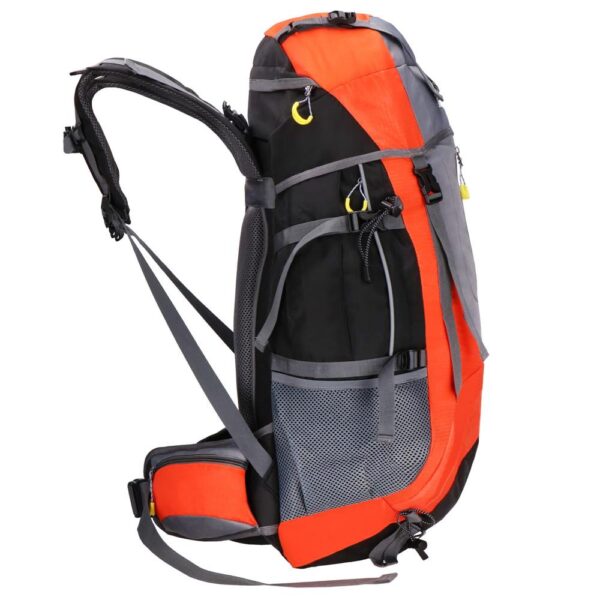 Katonai taktikai hátizsák túrázáshoz, esővédővel, 70 liter, 25 kg, 68x35x20 cm, narancssárga szürke - Image 12
