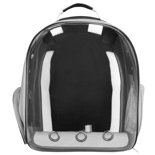 Kis-közepes állatszállító hátizsák, maximum 12 kg, átlátszó panoráma ablak, oldalzsebek, szürke - Image 17