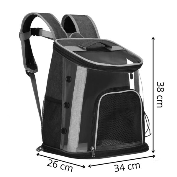 Kis-közepes állatszállító hátizsák, maximum 15 kg, oldalzsebek, 38x34x26 cm, fekete - Image 19