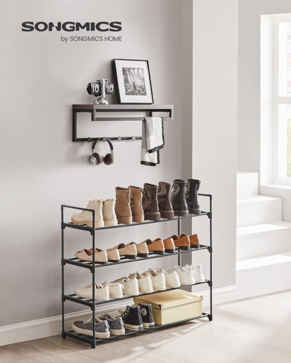 SONGMICS Suport pentru pantofi cu 4 nivele, structura metalica, pentru 16-20 perechi, 92x30x74 cm, negru - Image 2