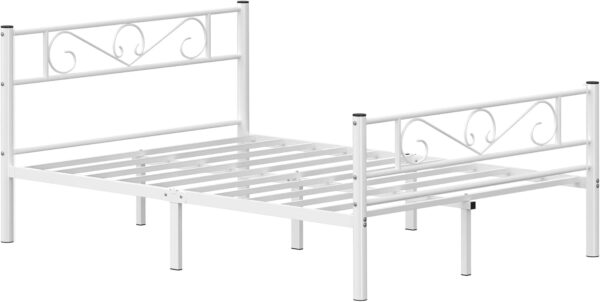 VASAGLE Fém franciaágy keret, 140x190 cm, fehér - Image 2