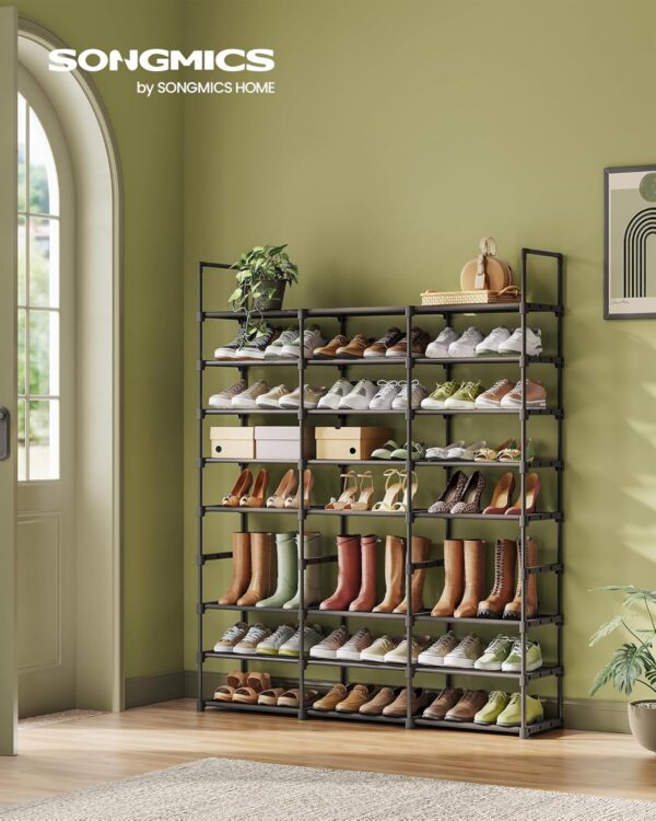 SONGMICS Raft pentru pantofi metalic, personalizabil, pana la 48 perechi, 30x129x158 cm, negru - Image 2