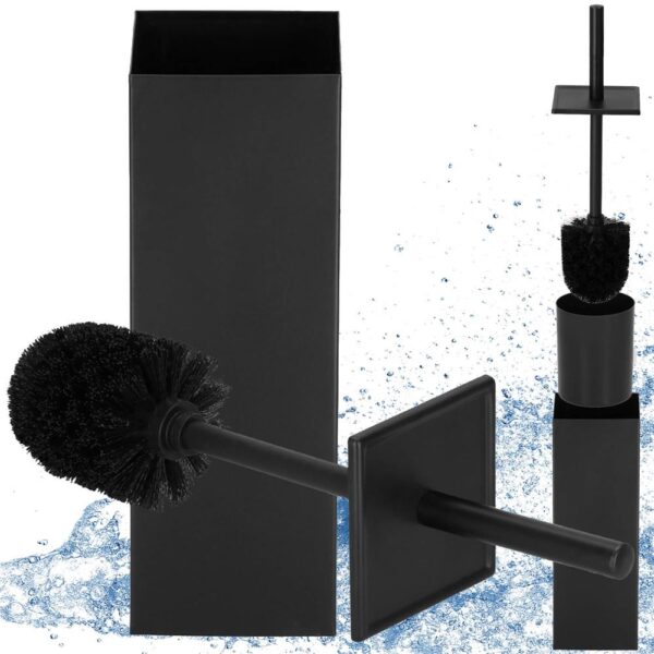 Perie WC cu rezervor detasabil si capac, din metal, 37 cm, negru - Image 9