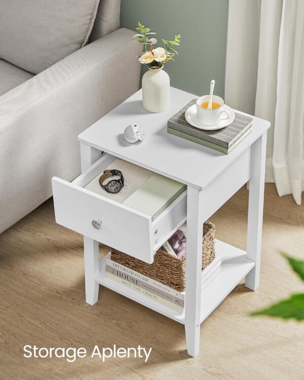 VASAGLE Set de 2 noptiere din bambus, cu sertare, 35x40x60 cm, alb - Image 3