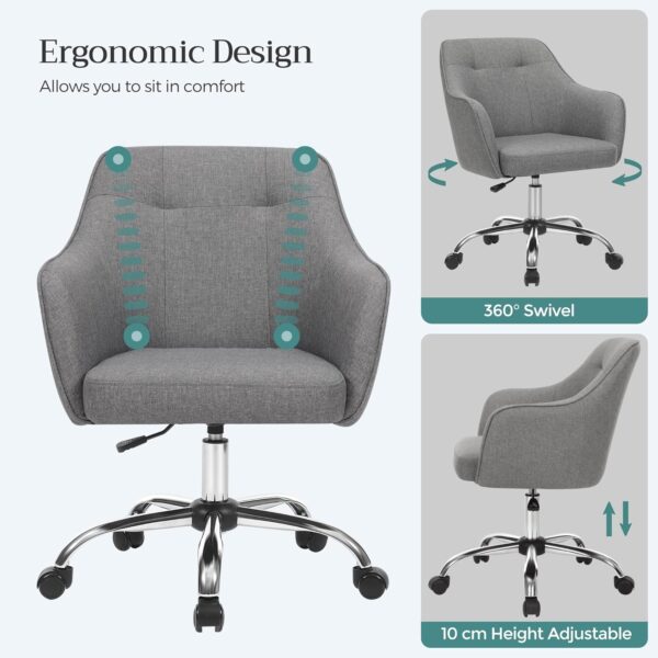 SONGMICS Ergonomikus irodai szék, állítható magasságú, 65x69x(83-93) cm, szürke - Image 3