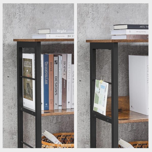 VASAGLE Biblioteca, raft cu 6 unitati de depozitare, din lemn, 33x120x80 cm, maro rustic - Image 3