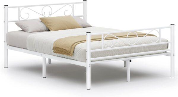 VASAGLE Fém franciaágy keret, 140x190 cm, fehér - Image 4