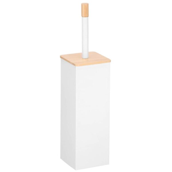 WC kefe levehető tartállyal és fedővel, fémből és bambuszból, 40 cm, fehér - Image 5