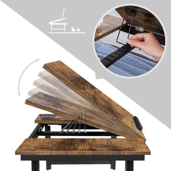 SONGMICS Masa de pat pentru laptop, plabila si reglabila, 71x35x23 cm, maro - Image 4