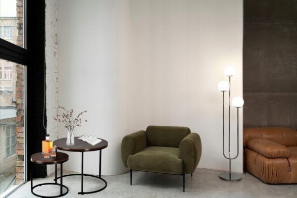 Set 2 mese pentru cafea, cadru otel, blat MDF, 60x60x50 cm si 40x40x40 cm, maro - Image 4