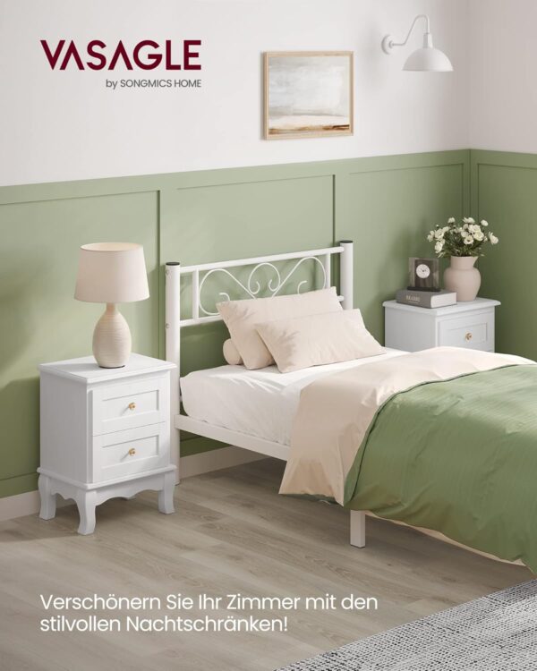 VASAGLE Set de 2 noptiere din MDF, cu sertare, 39x31x53 cm, alb - Image 4