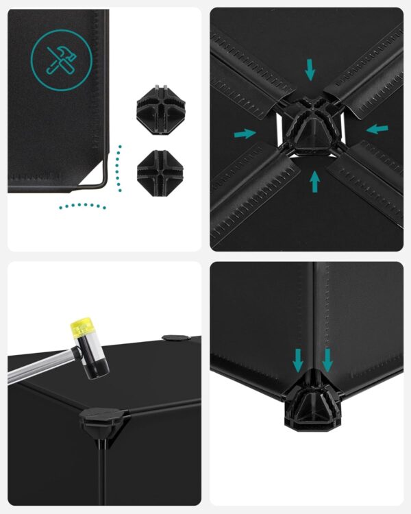SONGMICS Dulap de depozitare pantofi modular, configurabil cu 10 compartimente, 43x31x173 cm, negru - Image 5