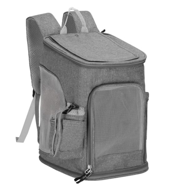 Kis-közepes állatszállító hátizsák, maximum 12 kg, oldalzsebek, 39x28x27 cm, szürke - Image 6