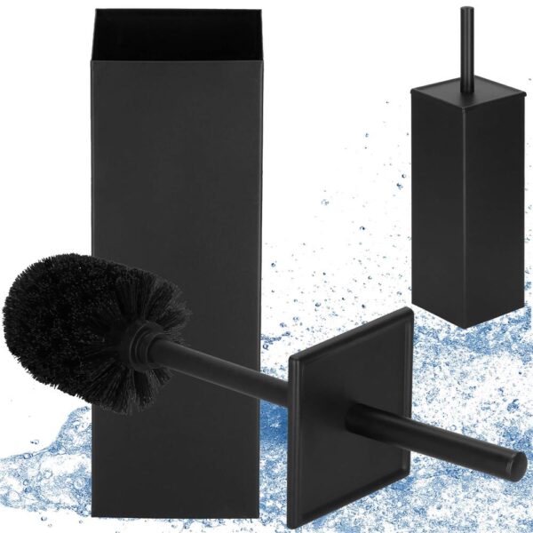 Perie WC cu rezervor detasabil si capac, din metal, 37 cm, negru - Image 7