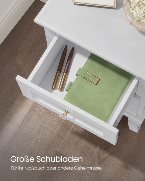 VASAGLE Set de 2 noptiere din MDF, cu sertare, 39x31x53 cm, alb - Image 5