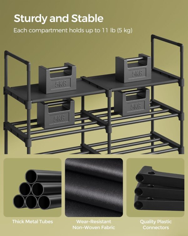 SONGMICS Raft pentru pantofi metalic, personalizabil, pana la 32 perechi, 30x87x158 cm, negru - Image 6