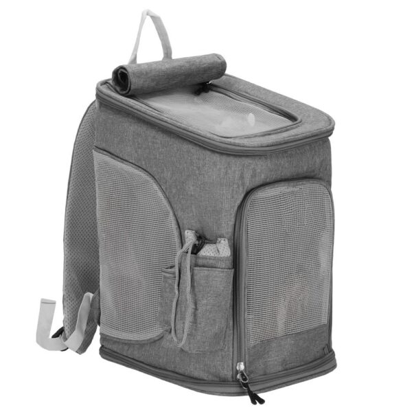 Kis-közepes állatszállító hátizsák, maximum 12 kg, oldalzsebek, 39x28x27 cm, szürke - Image 7
