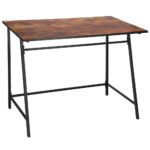 Íróasztal típusú oldalasztal, acél vázzal, 50x100x76 cm, ipari, barna