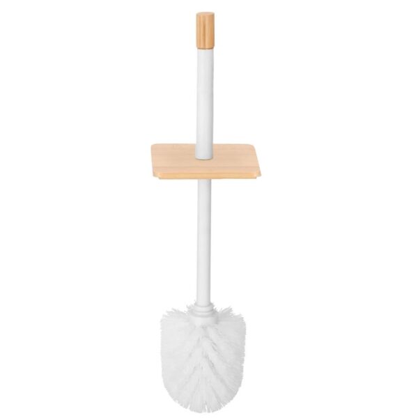 WC kefe levehető tartállyal és fedővel, fémből és bambuszból, 40 cm, fehér - Image 7
