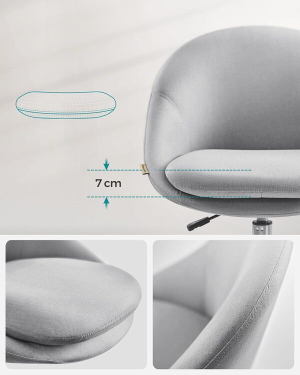 SONGMICS Ergonomikus irodai szék, állítható magasságú, 60x60x(80-90) cm, szürke - Image 6