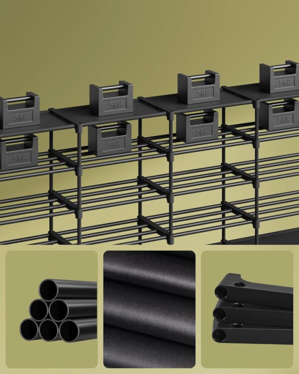 SONGMICS Raft pentru pantofi metalic, personalizabil, pana la 48 perechi, 30x129x158 cm, negru - Image 6