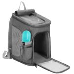 Kis-közepes állatszállító hátizsák, maximum 12 kg, oldalzsebek, 39x28x27 cm, szürke