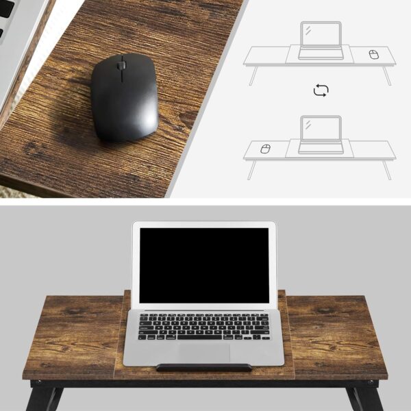 SONGMICS Masa de pat pentru laptop, plabila si reglabila, 71x35x23 cm, maro - Image 7