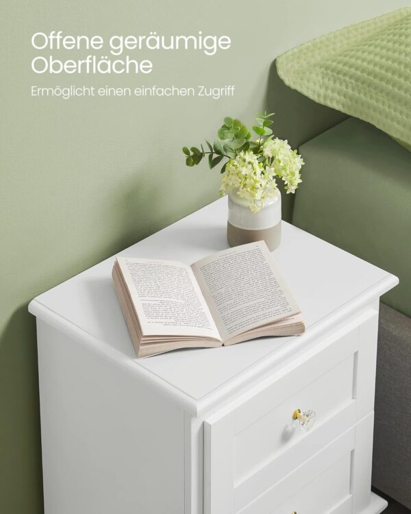 VASAGLE Set de 2 noptiere din MDF, cu sertare, 39x31x53 cm, alb - Image 7