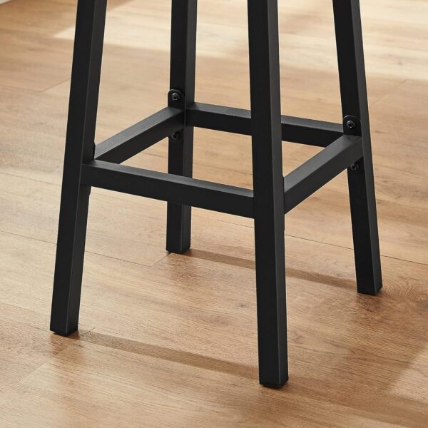 VASAGLE Set 2 scaune bar inalte, sezut rotund, cadru din otel, inaltime 65 cm, stil industrial, gri - Image 7