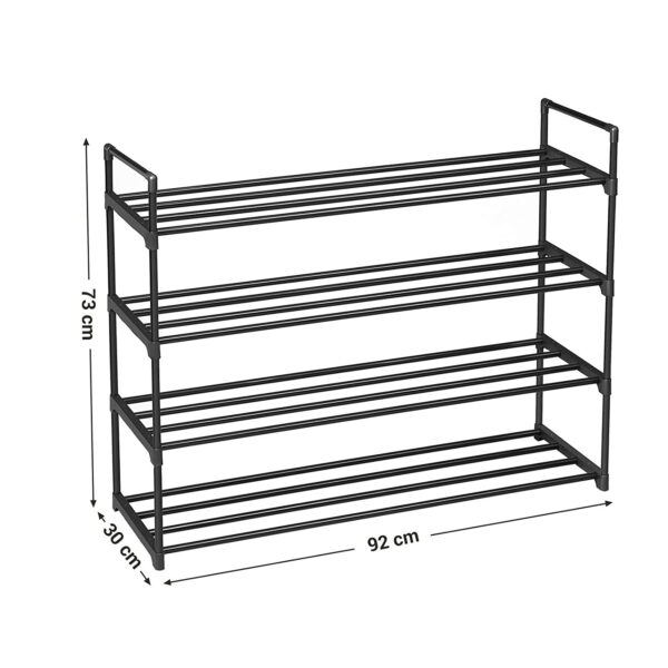 SONGMICS Suport pentru pantofi cu 4 nivele, structura metalica, pentru 16-20 perechi, 92x30x74 cm, negru - Image 8