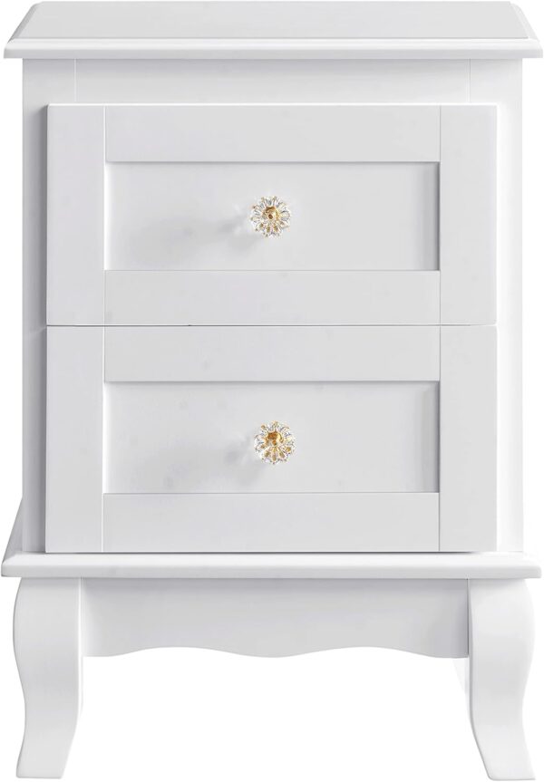 VASAGLE Set de 2 noptiere din MDF, cu sertare, 39x31x53 cm, alb - Image 9