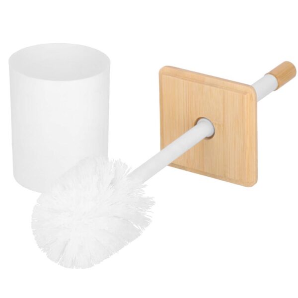 WC kefe levehető tartállyal és fedővel, fémből és bambuszból, 40 cm, fehér - Image 10