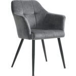 SONGMICS Kárpitozott bársony nappali szék karfával, teherbírás 110 kg, 61x60x87 cm, szürke