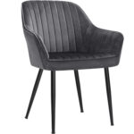 SONGMICS Bársonykárpitozott karfás nappali szék, 110 kg teherbírás, 63x60x85 cm, szürke