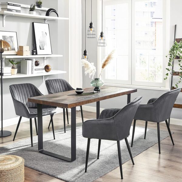 SONGMICS Scaun living tapitat din catifea cu cotiere, sarcina 110 kg, 63x60x85 cm, gri - Image 7