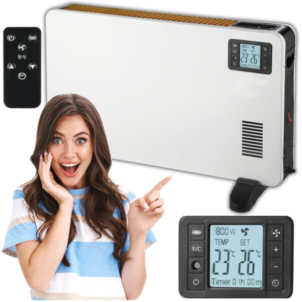 RESIGILAT: Convector electric, 2000W, telecomanda, timer, programare, display LED, alb - Image 4