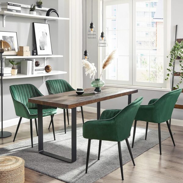 SONGMICS Scaun living tapitat din catifea cu cotiere, sarcina 120 kg, 63x60x85 cm, verde - Image 2