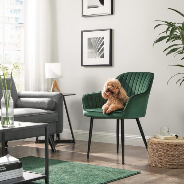SONGMICS Scaun living tapitat din catifea cu cotiere, sarcina 120 kg, 63x60x85 cm, verde - Image 3