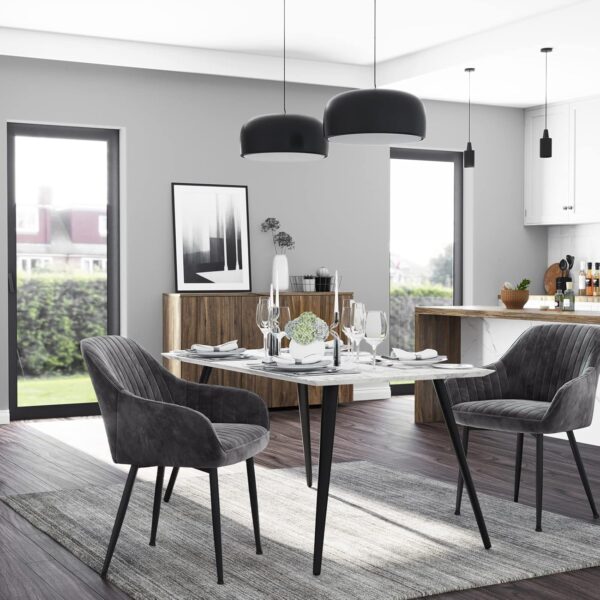 SONGMICS Scaun living tapitat din catifea cu cotiere, sarcina 110 kg, 63x60x85 cm, gri - Image 4