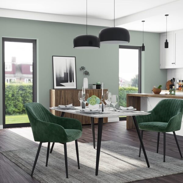 SONGMICS Scaun living tapitat din catifea cu cotiere, sarcina 120 kg, 63x60x85 cm, verde - Image 4