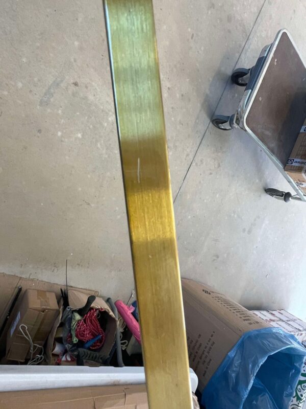 RESIGILAT: Stand cu perie WC si suport hartie igienica, metal si bambus, 67cm, auriu - Image 3