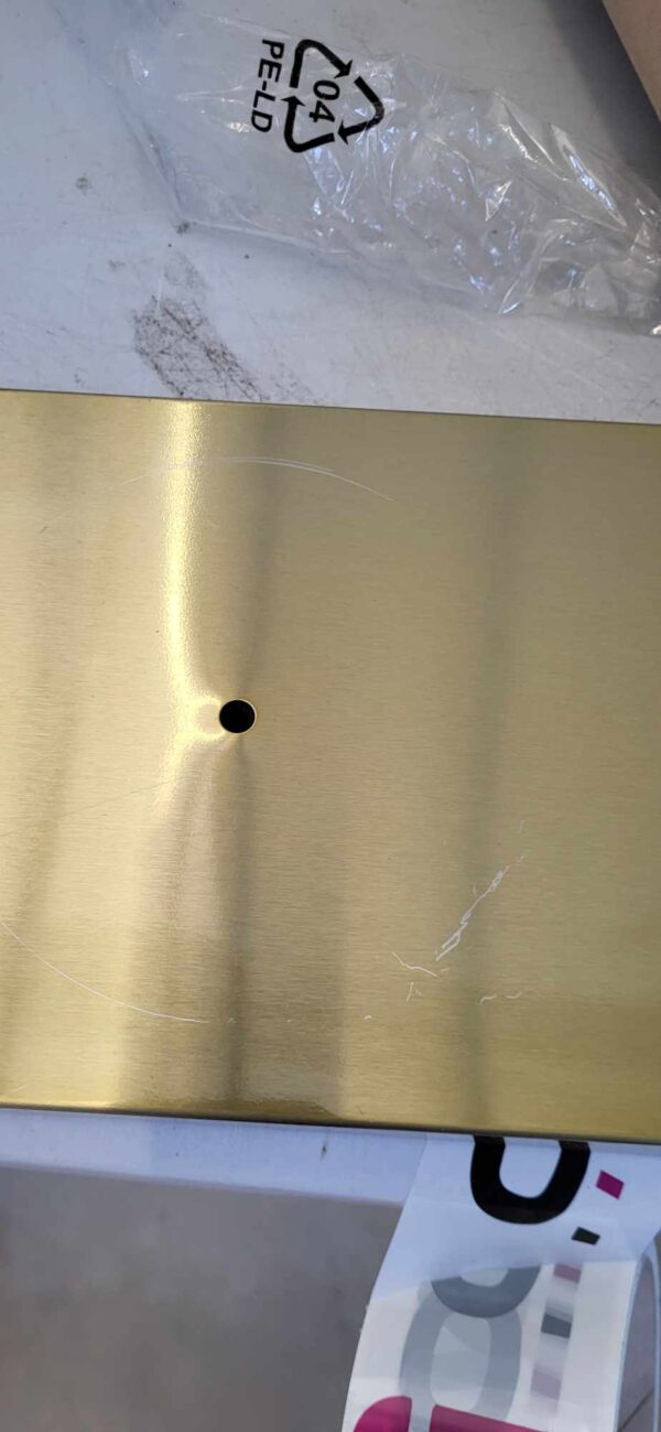 RESIGILAT: Stand cu perie WC si suport hartie igienica, metal si bambus, 67cm, auriu - Image 4