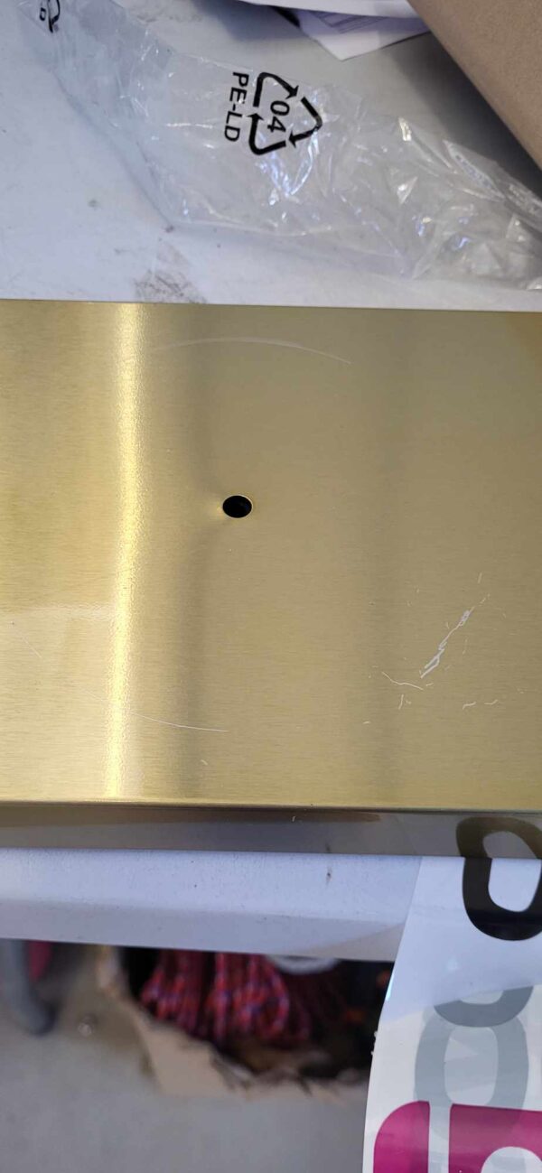 RESIGILAT: Stand cu perie WC si suport hartie igienica, metal si bambus, 67cm, auriu - Image 5