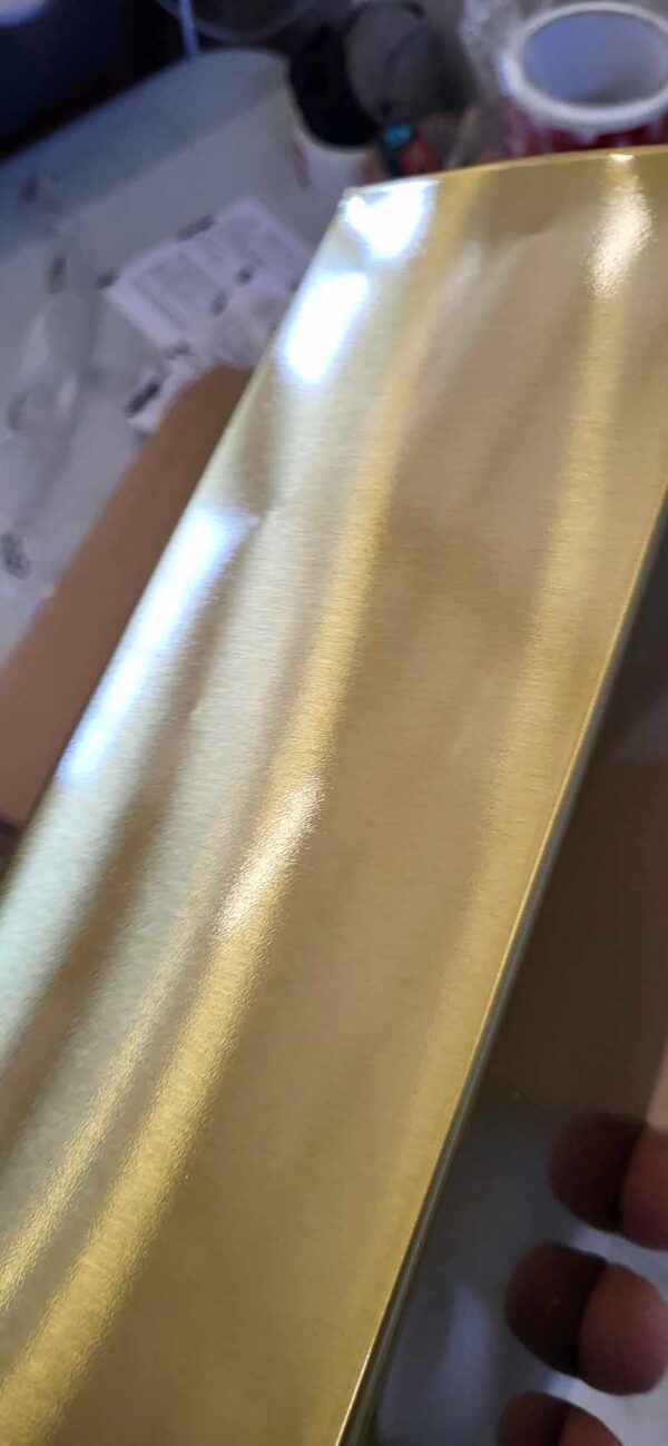 RESIGILAT: Stand cu perie WC si suport hartie igienica, metal si bambus, 67cm, auriu - Image 2