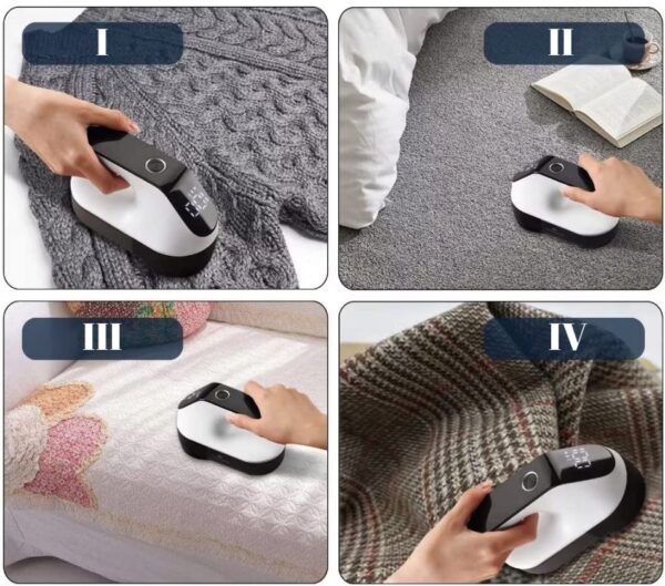 Szösztisztító, 3 fokozatú, LCD kijelző, USB töltés, minden típusú szövethez - Image 5