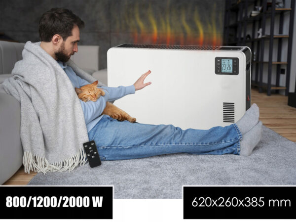 RESIGILAT: Convector electric, 2000W, telecomanda, timer, programare, display LED, alb - Image 8