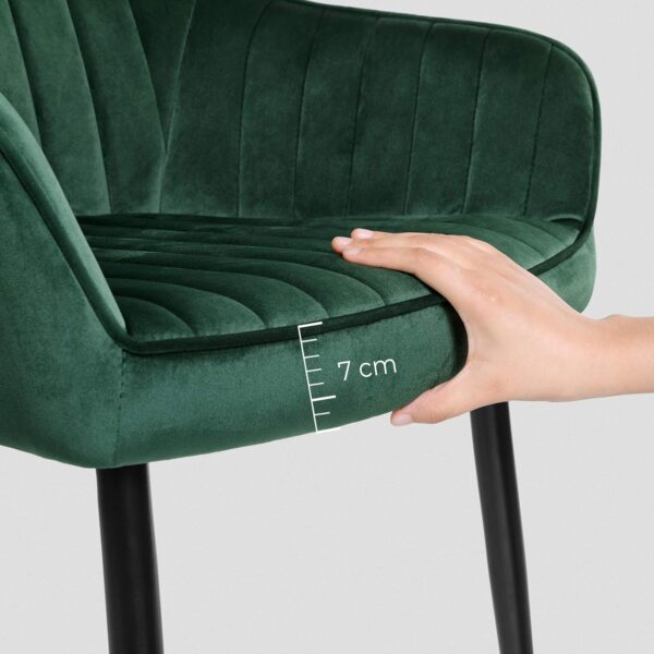 SONGMICS Scaun living tapitat din catifea cu cotiere, sarcina 120 kg, 63x60x85 cm, verde - Image 7