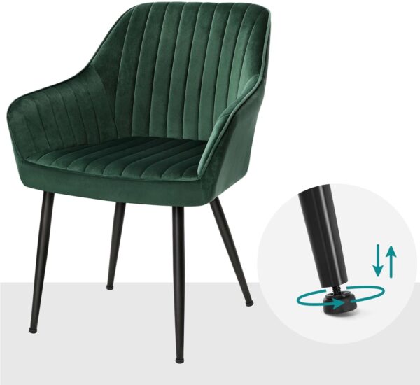 SONGMICS Scaun living tapitat din catifea cu cotiere, sarcina 120 kg, 63x60x85 cm, verde - Image 8