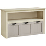 VASAGLE Játéktároló szekrény MDF-ből, 3 kerekeken kivehető rekesszel, 30x102x60 cm, bézs