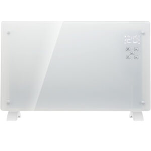 Üveg fűtőpanel, 2500W, 3 fokozatú, termosztáttal és távirányítóval, időzítő, LED kijelző, WiFi, fehér